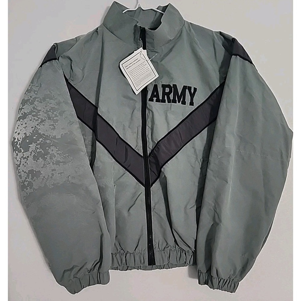 Skilcraft Army PFU Jacket Unisex Small Regular Gray Windbreaker Full Zip Lined